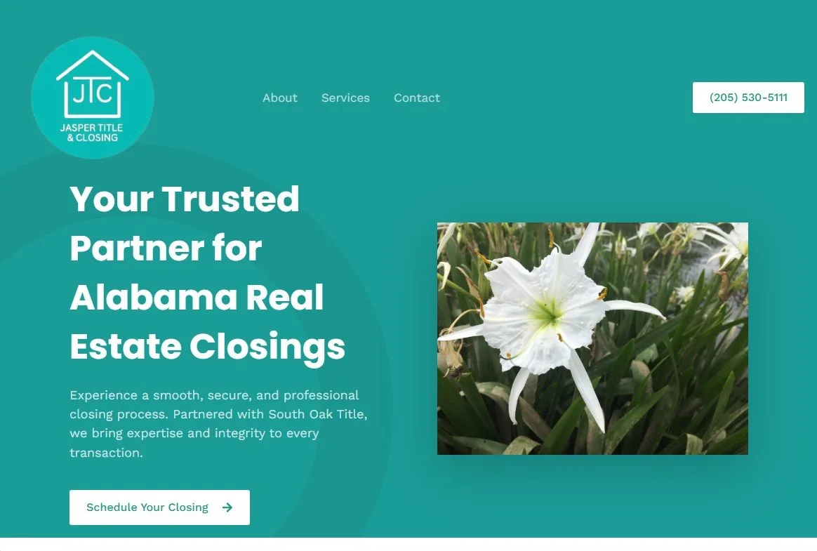 Jasper Title and Closing website for Alabama real estate closings