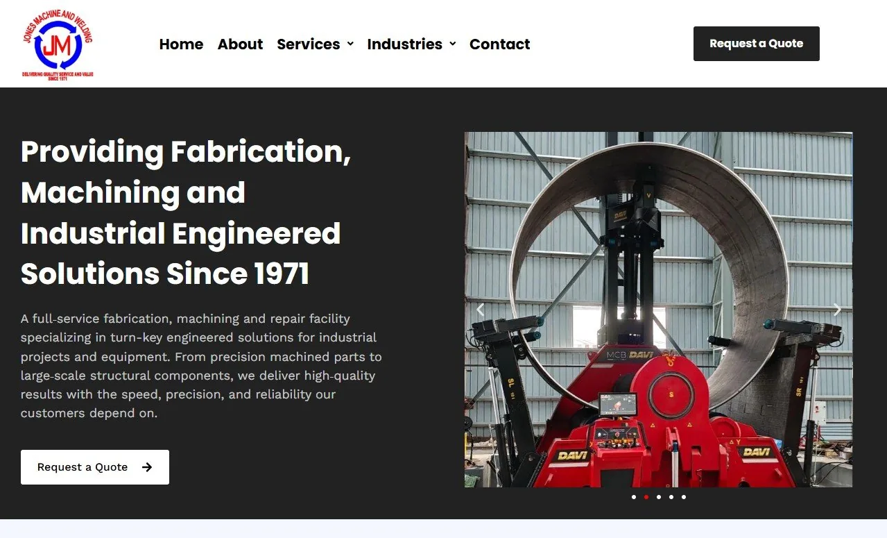 Jones Machine and Welding website preview, Oakman Alabama