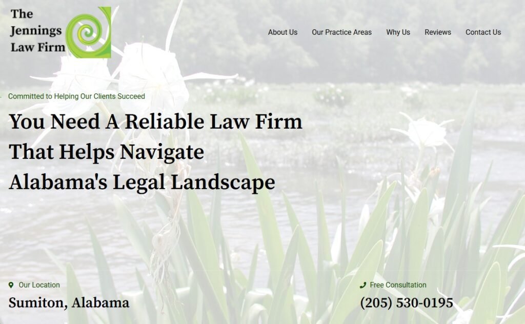 A screenshot of The Jennings Law Firm website